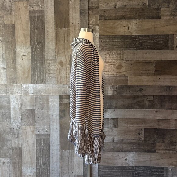 BCBGMaxAzria tan navy stripes open cardigan XSmall western coastal cowgirl fall - Picture 8 of 10